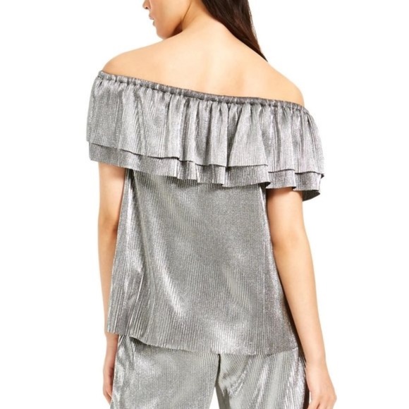 MICHAEL Michael Kors Petites Metallic Pleated Top - Picture 2 of 4